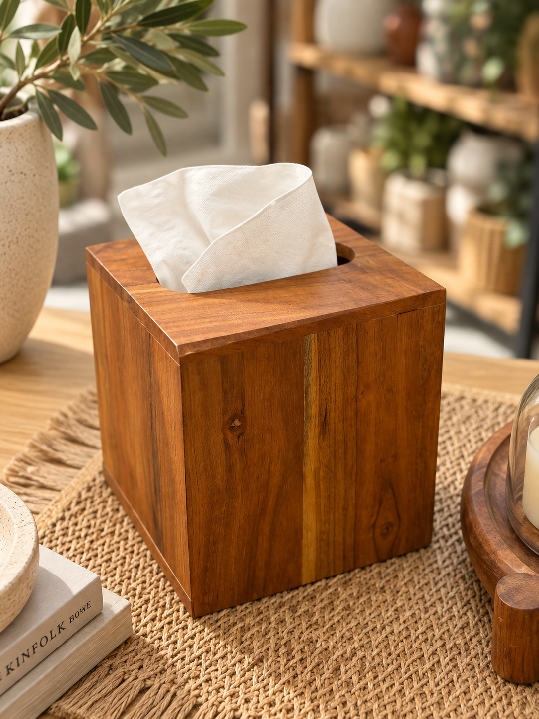 walnut tissue box