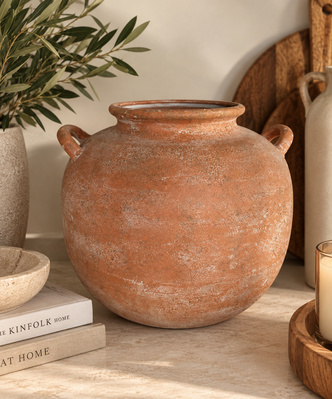 terrcotta round vase