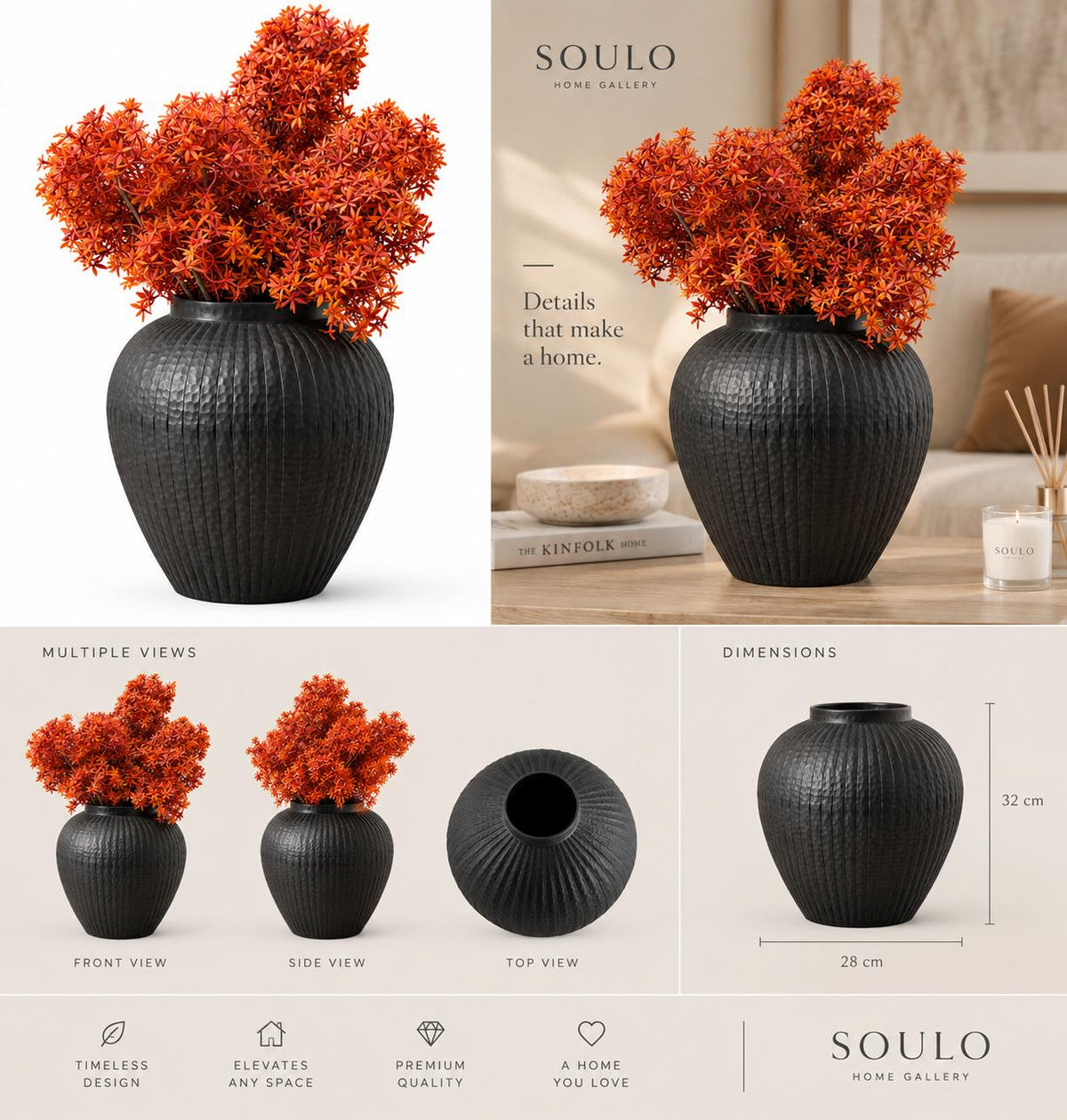 black copper  ovel vase