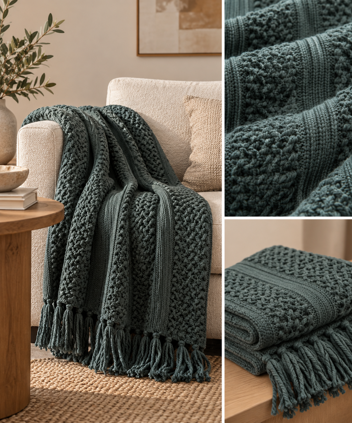 grey woven throw